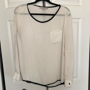 Loft White Blouse with Black Trim